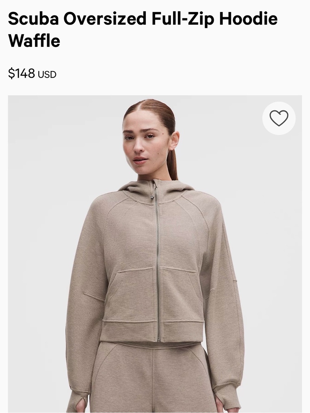 lululemon athletica Waffle-Knit Hoodie scuba in Light Taupe new